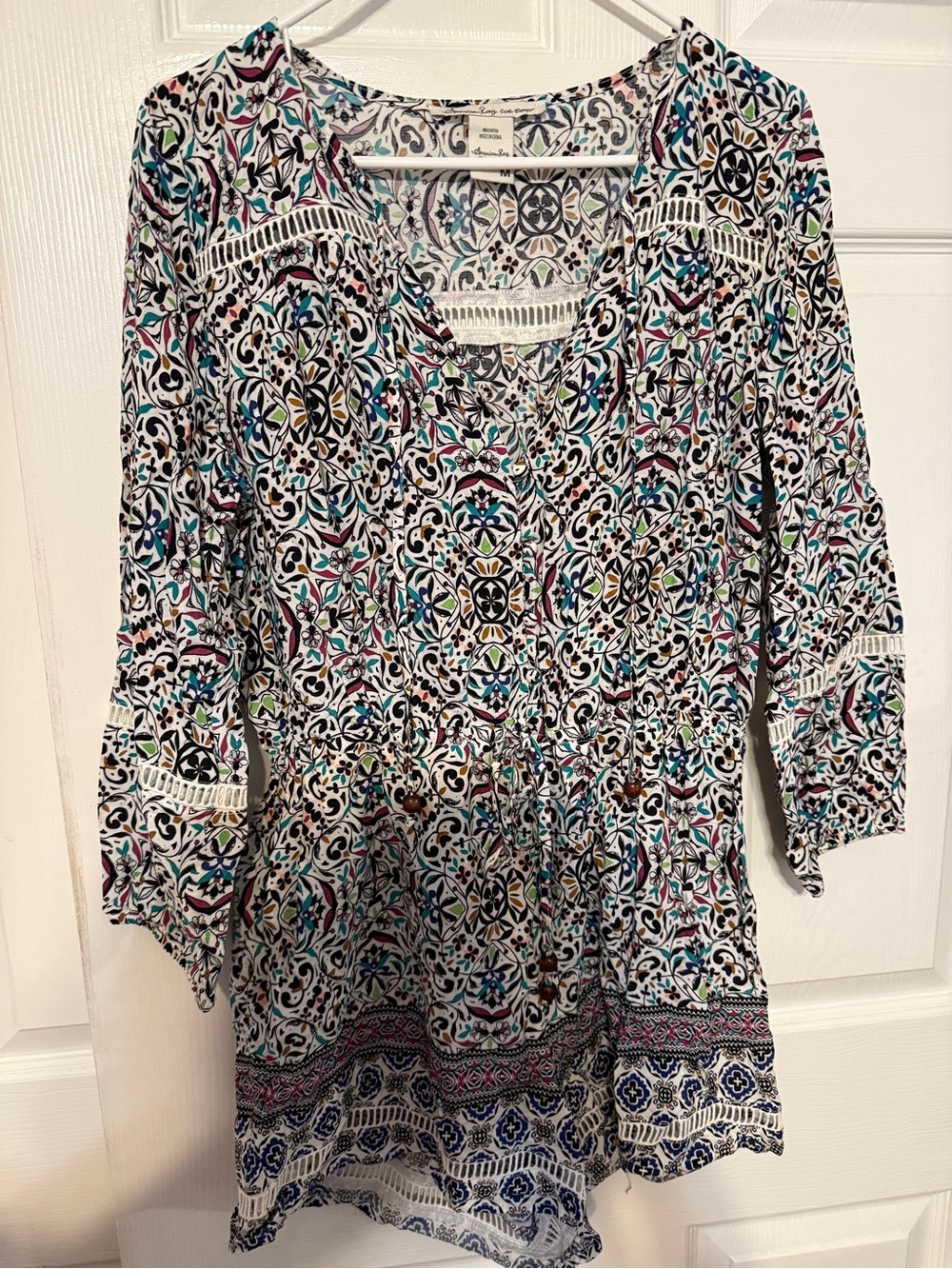 Women's Printed V-Neck Romper- Multicolor